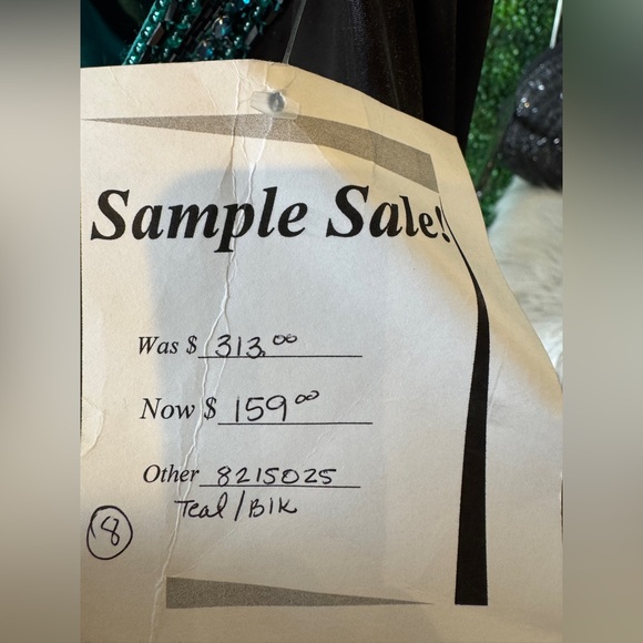 New Mori Lee Black & Teal Satin/Sequin Formal Evening Gown - Picture 14 of 16